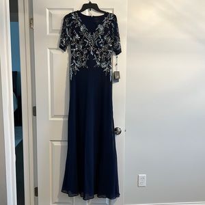 Adrianna Papell Beaded Mesh Chiffon Gown